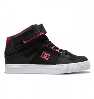 DC Shoes Pure High Elastic Lace High-Top Pure Gyerek Fekete Rózsaszín Fekete | 01EZRMNIG