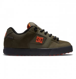 DC Shoes Pure Winterized Skate Téli Bakancs Férfi Olivazöld Narancssárga | 74ZNQLABD